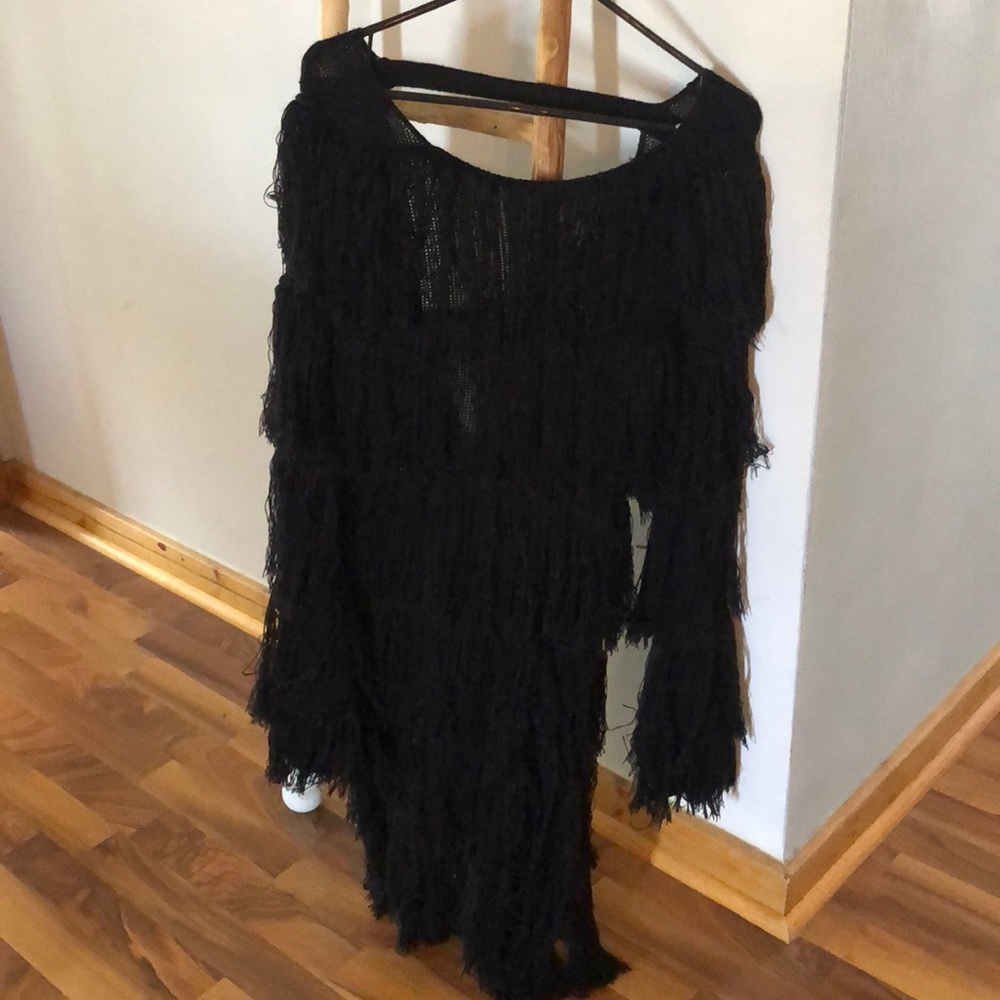 Black Free People Fringe Dress NWT